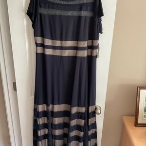 R&m Richards long dress, 18w, navy/taupe